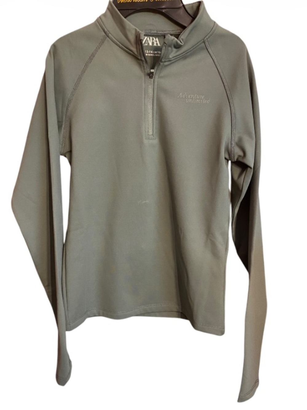 ⭐️Zara Olive Green Quarter-Zip Performance Pullover Size 13/14